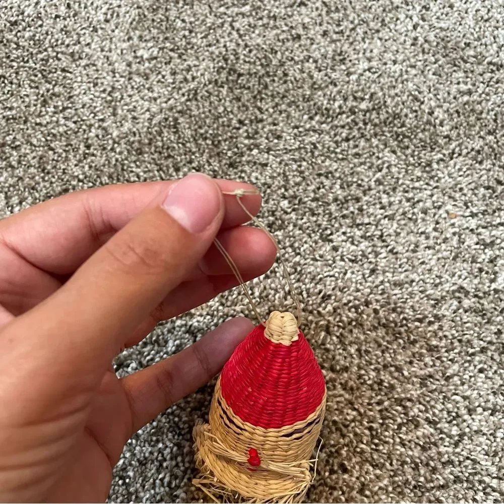 VINTAGE- Wicker Retro Funky Santa Clause Ornament